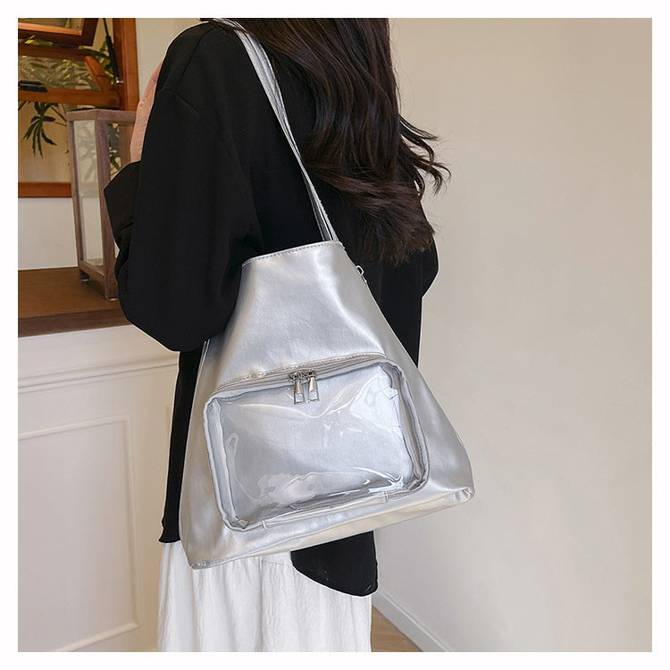 Women's Large Tote Backpack-White-Free Shipping Leatheretro