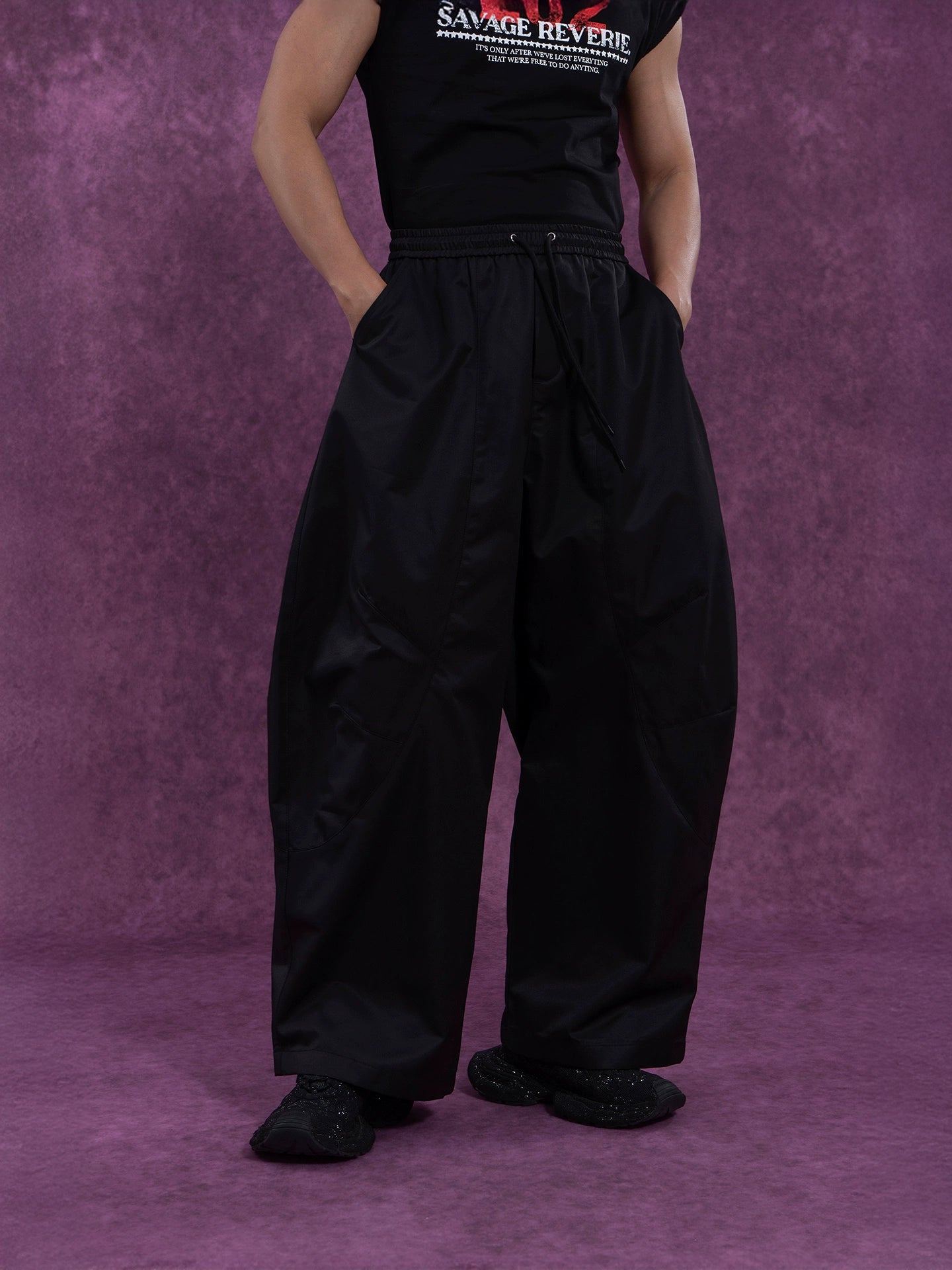 CLP Men's Wide Leg Cargo Joggers-White-M-Free Shipping Leatheretro