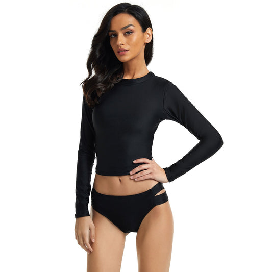 Sexy Long Sleeves Black Diving Wetsuits for Women-Swimwear-Black-S-Free Shipping Leatheretro