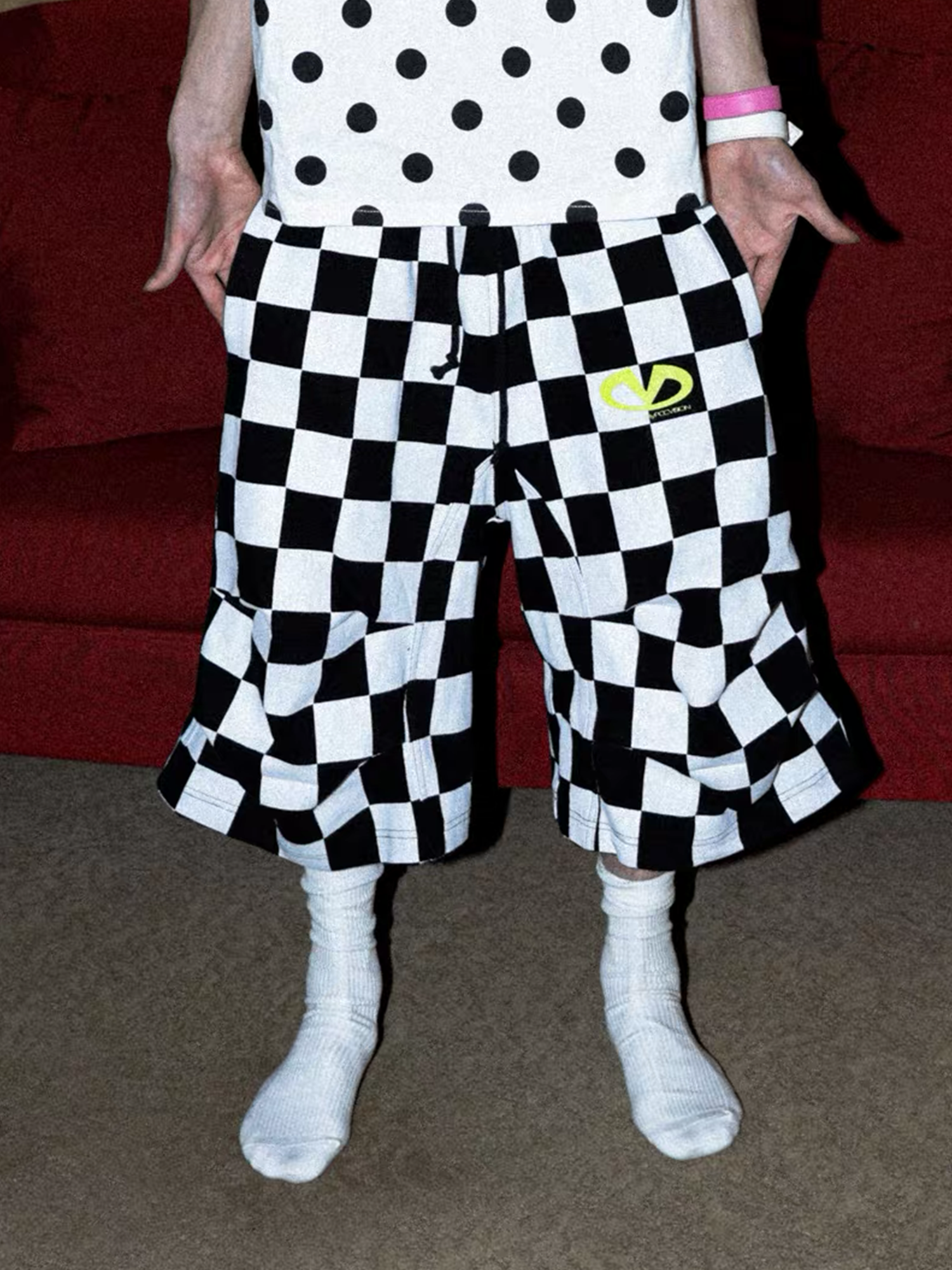 PCCVISION Checkerboard Pleated Baggy Shorts-Shorts-S (Preorder)-Free Shipping Leatheretro