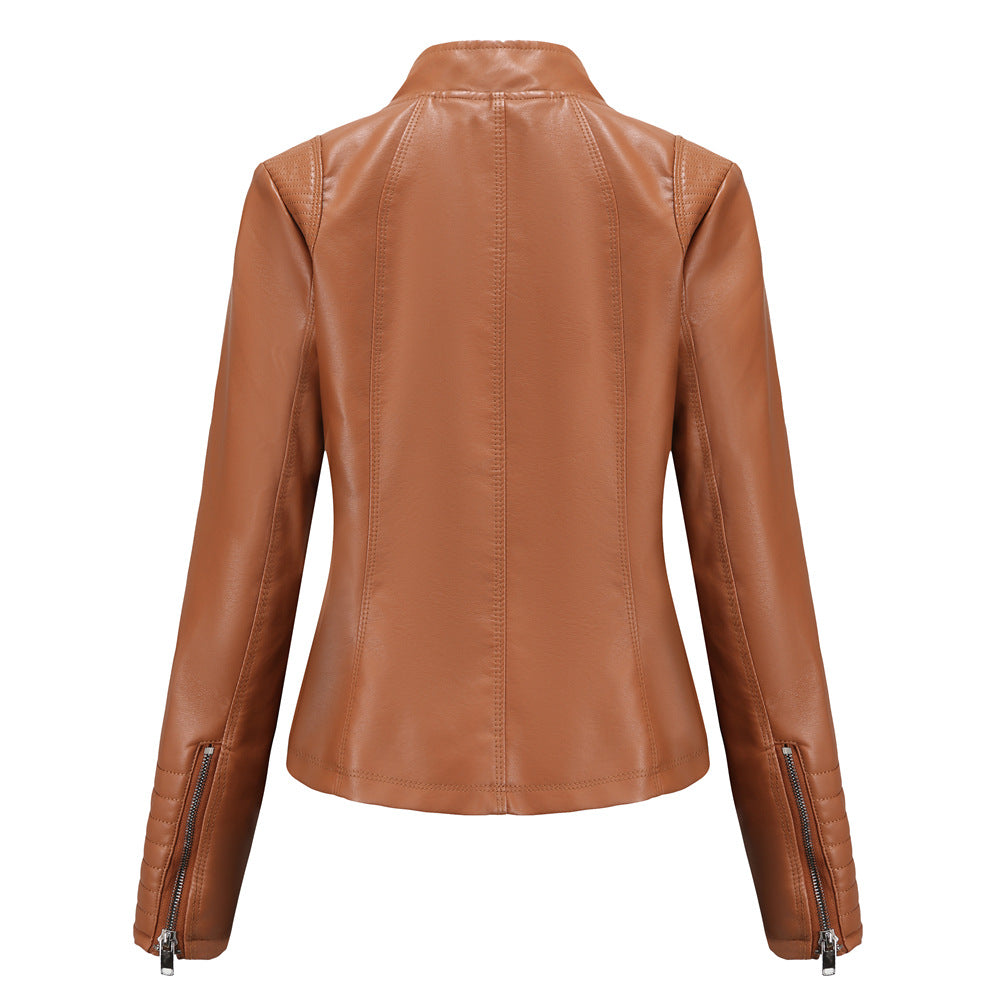 Women's Black Biker Faux Leather Jacket-black-EU(XS)-Free Shipping Leatheretro