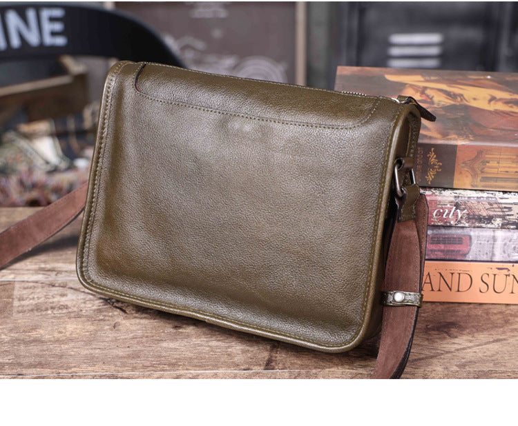 Men's Vintage Messenger Bag - Handmade Full-Grain Vegetable-Tanned Leather Messenger Bag-Messenger Bags-Coffee-Free Shipping Leatheretro