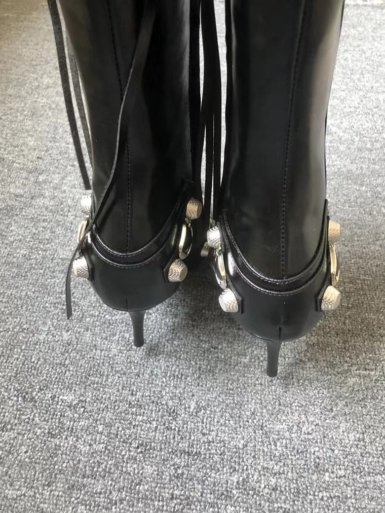 Sexy Peep Toe Rivet Plus Sizes Women Boots-boots-A-34-Free Shipping Leatheretro