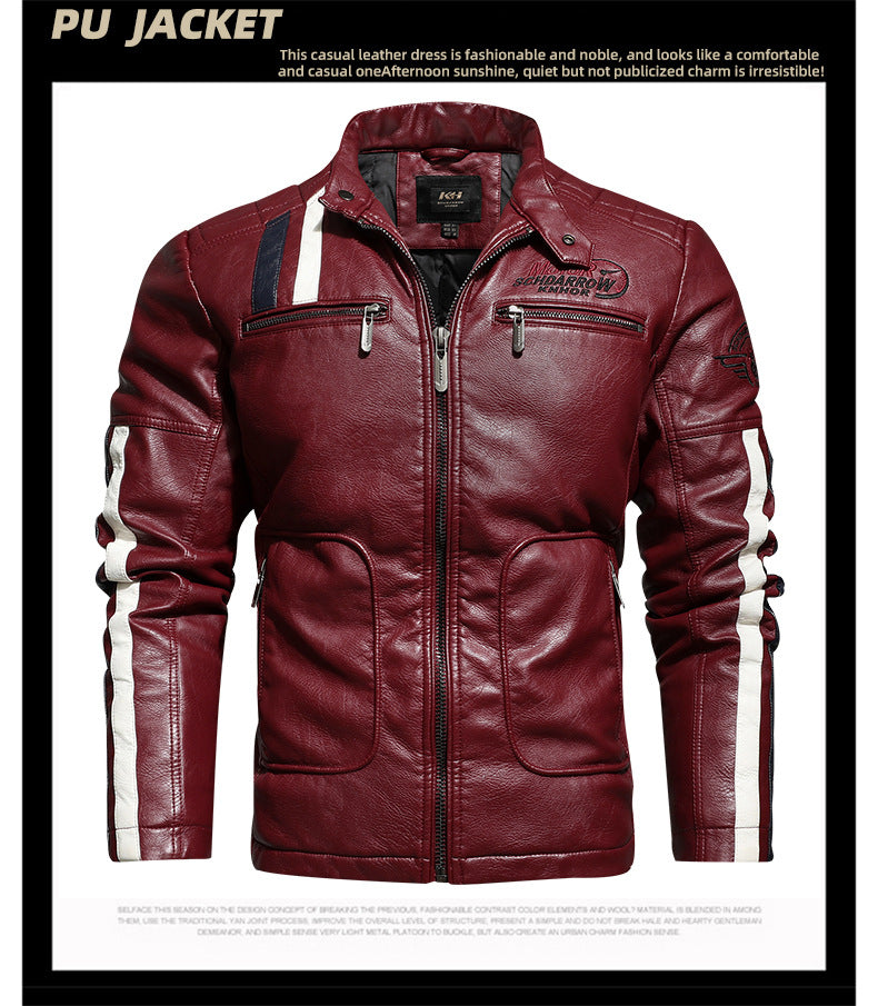 Men's Winter Motorcycle Faux Leather Jacket-red-EUR S-Free Shipping Leatheretro