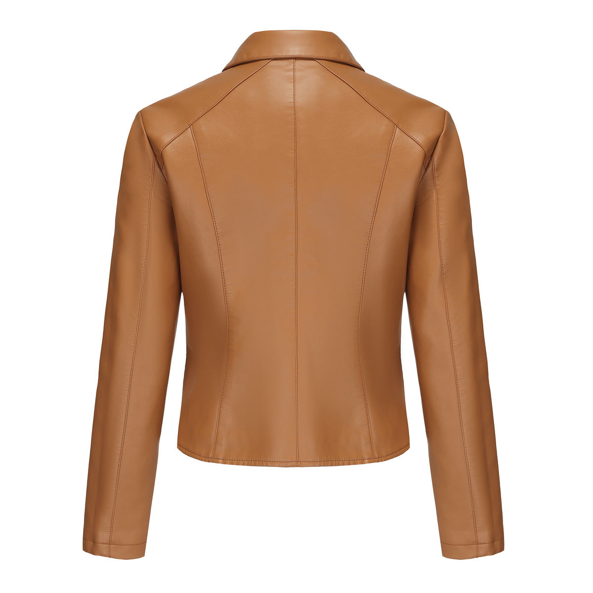 Stylish Rivet Button Leather Jacket-black-S-Free Shipping Leatheretro