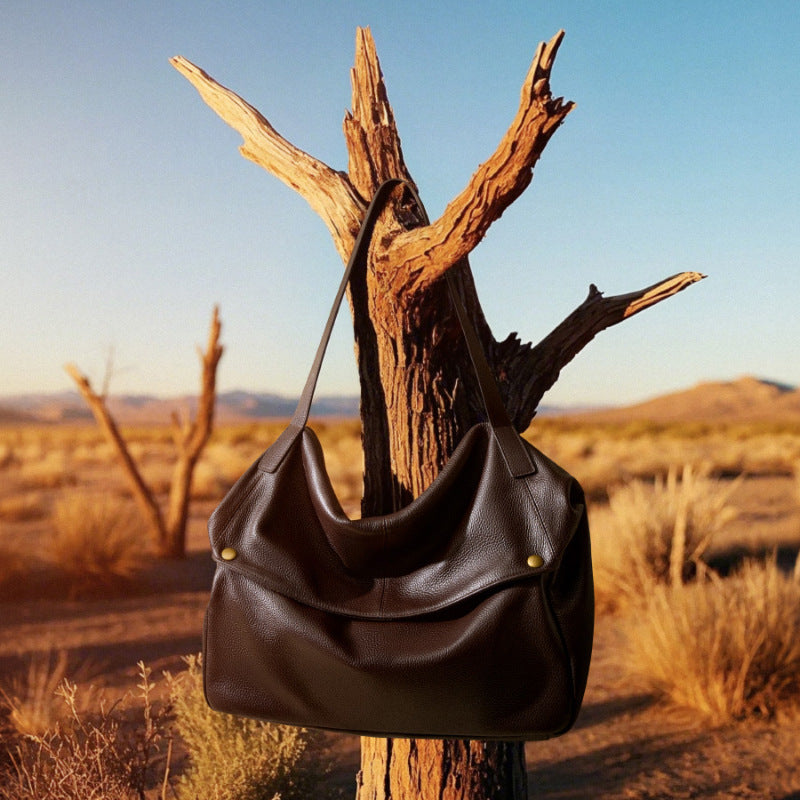 Oversized Genuine Leather Tote Bag-Handbags-Black-36*13*32cm-Free Shipping Leatheretro