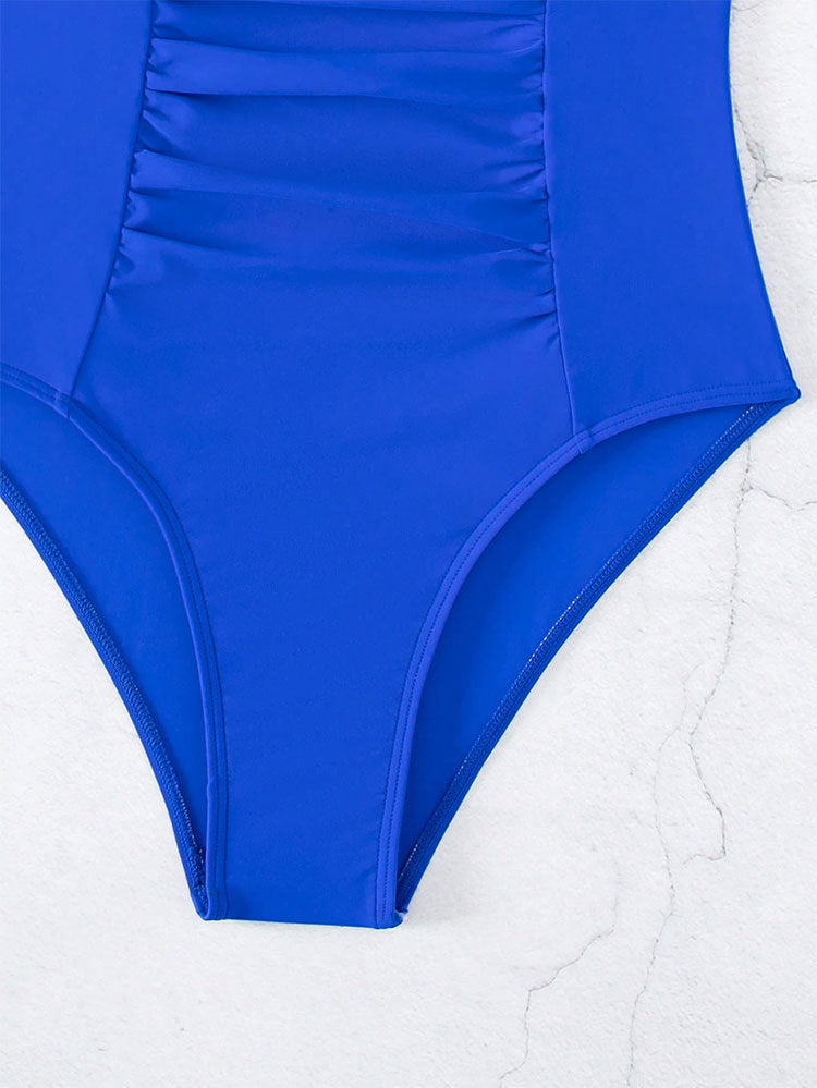 Sexy One Piece Bikini Swimsuits-Swimwear-V Blue-S-Free Shipping Leatheretro