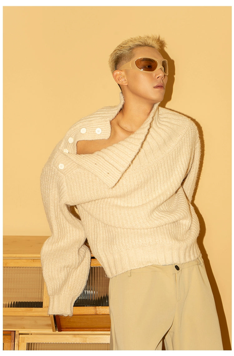 CLP Men's Apricot Cable-Knit Turtleneck Sweater-Apricot-S-Free Shipping Leatheretro