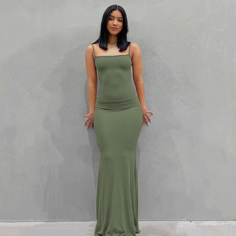 Casual Long Sheath Dresses-Dresses-Green-XS-Free Shipping Leatheretro
