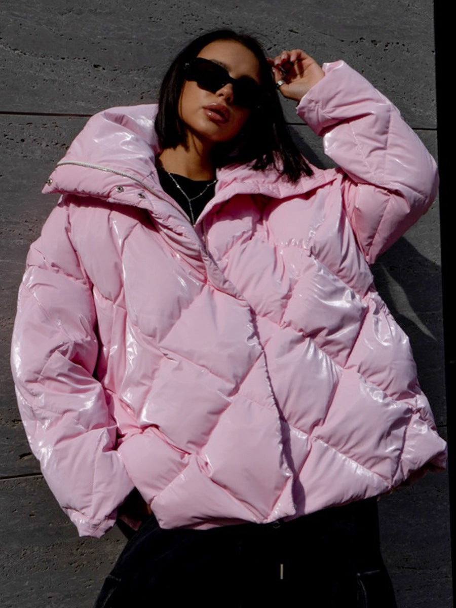 Fashion Casual Winter Cotton Jacket Coats-Outerwear-Pink-S-Free Shipping Leatheretro