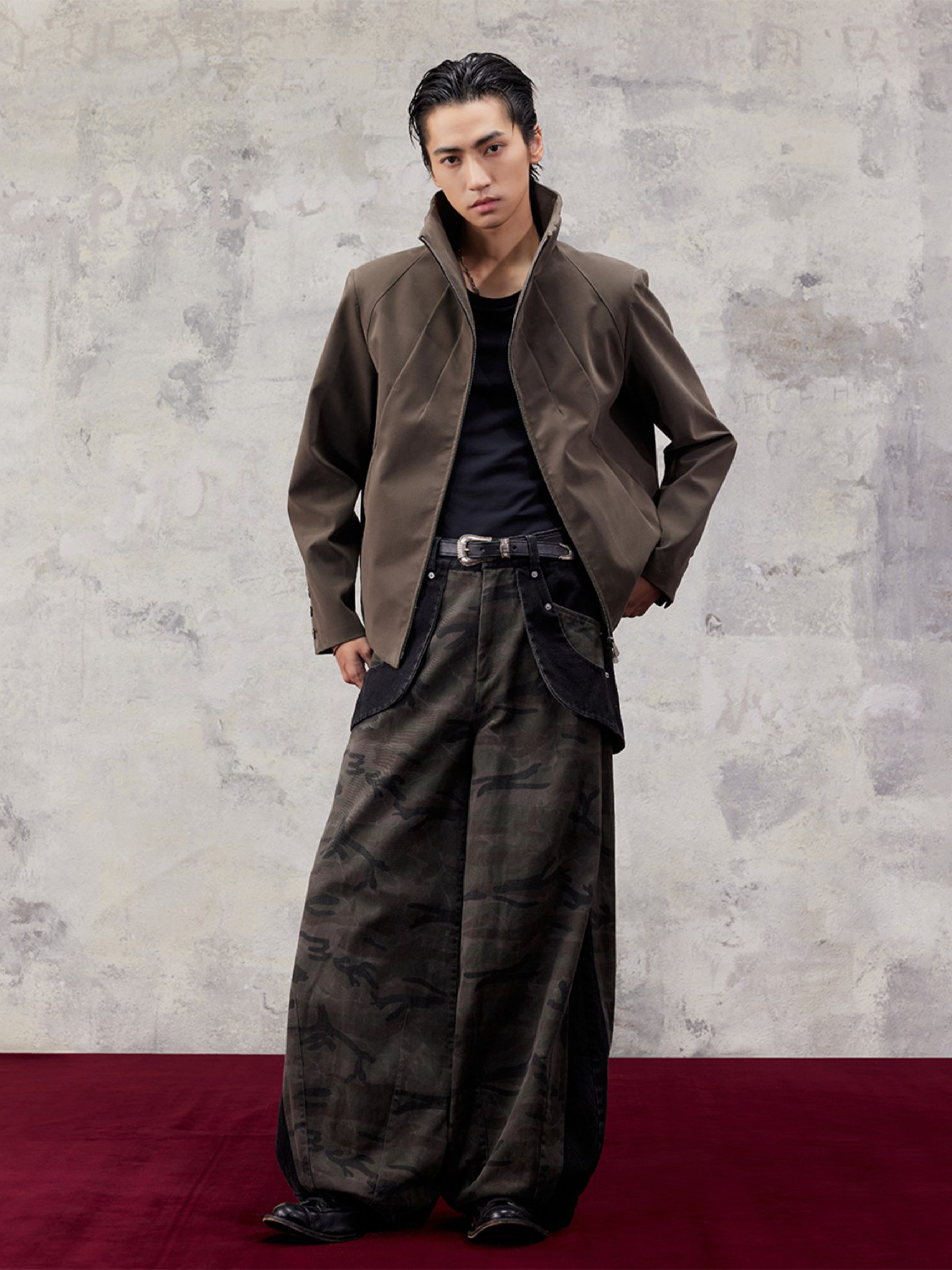 ALVNG AR ANTS Washed Camo Paneled Oversized Lantern Pants-Pants-XS-Free Shipping Leatheretro