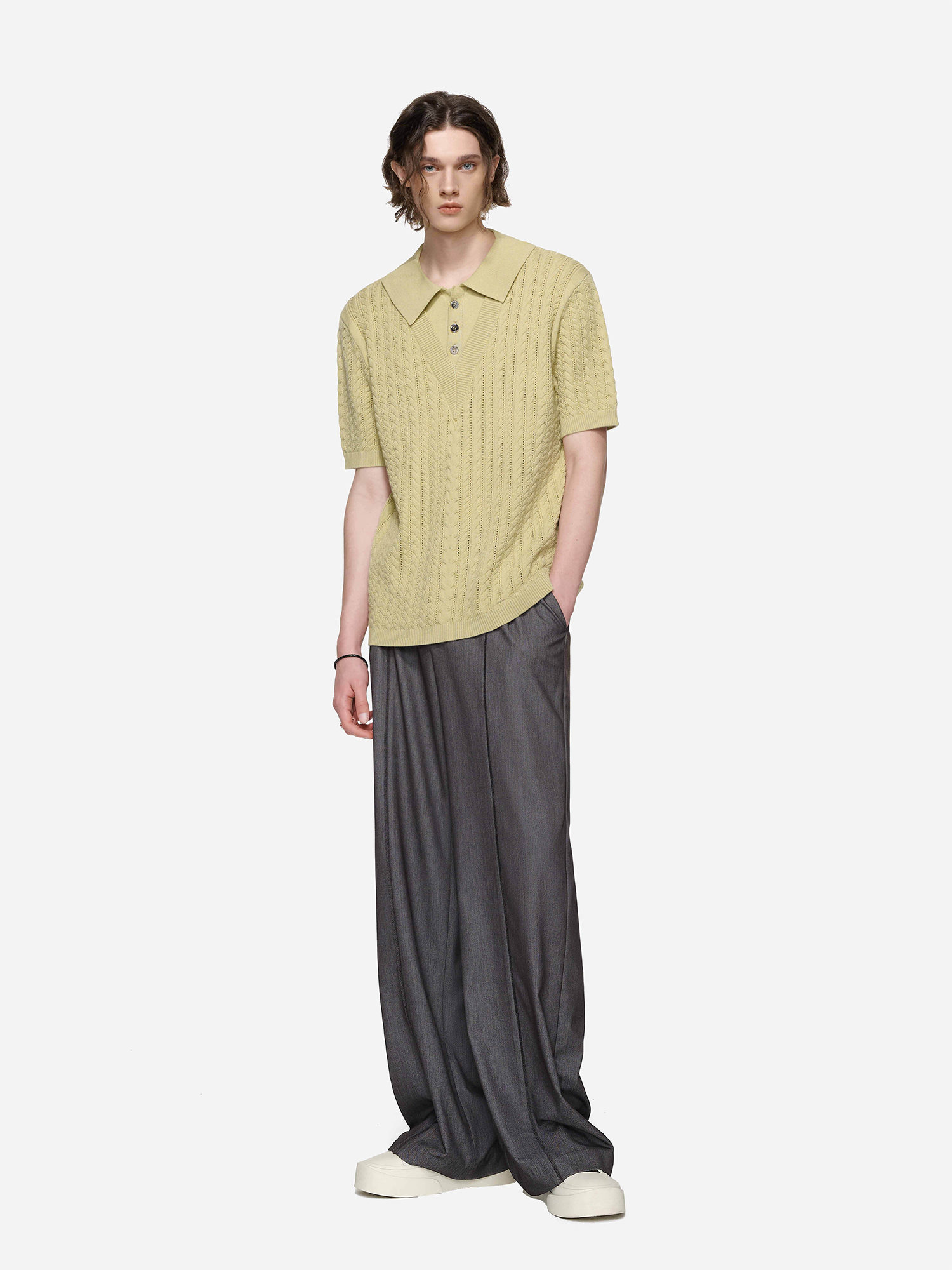 TIWILLTANG Layered Cable-Knit Openwork T Shirt-T Shirt-S-Free Shipping Leatheretro