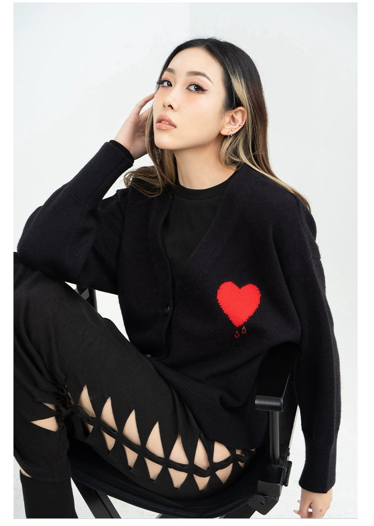 CLP Butterfly Love Beaded Cardigan - Oversized Knit Sweater-Black-Short- Three Buttons-Free Shipping Leatheretro