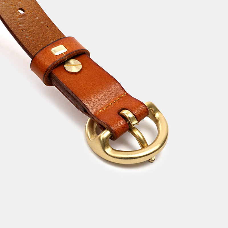 Women's Genuine Leather Belt-Green-105-125-Free Shipping Leatheretro