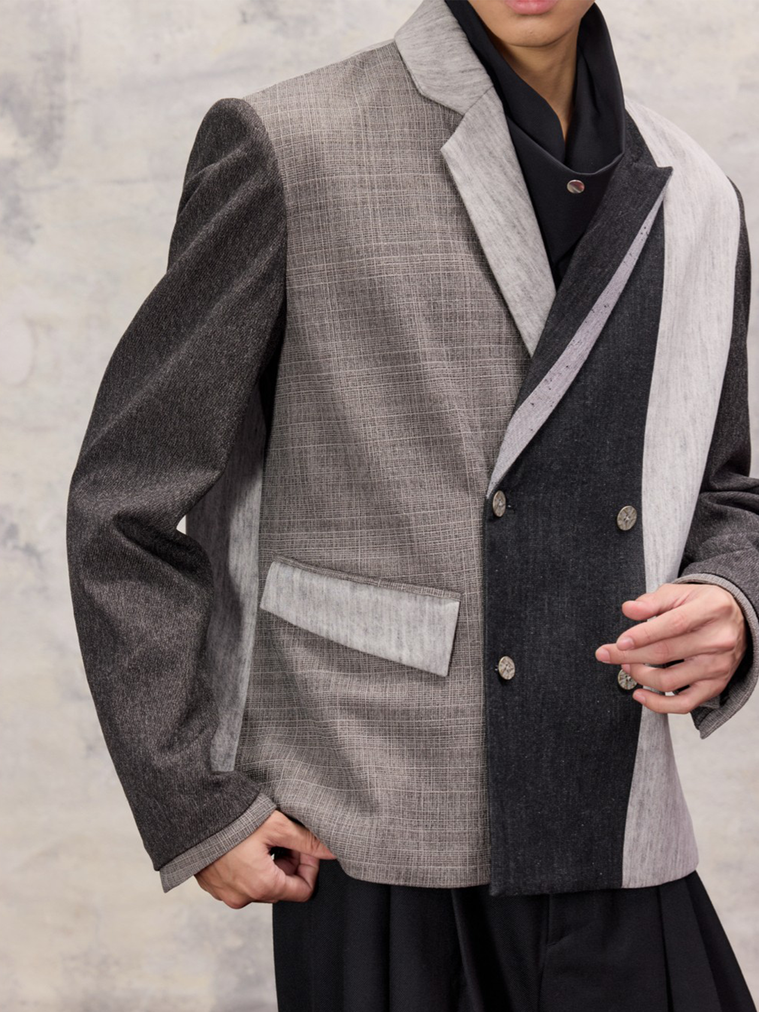 ALVNG AR ANTS Asymmetric Patch Double-Lapel Blazer-Jacket-S-Free Shipping Leatheretro