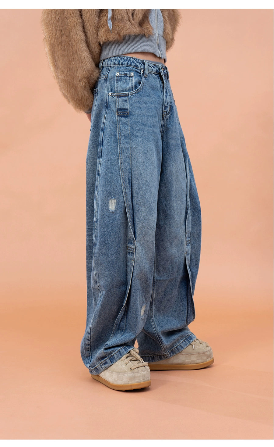 CLP Men's Distressed Cargo Jeans-Blue-M-Free Shipping Leatheretro