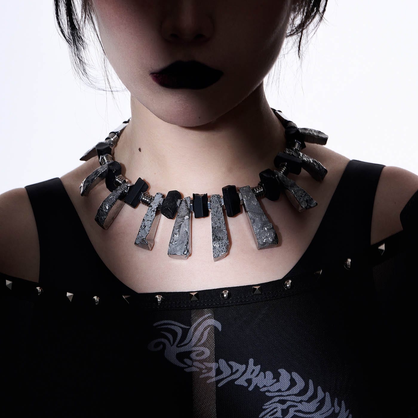 ILLUSORY Distressed Metal Reversible Necklace-Necklace-Standard (15 - 17.7 INCHES)-Free Shipping Leatheretro