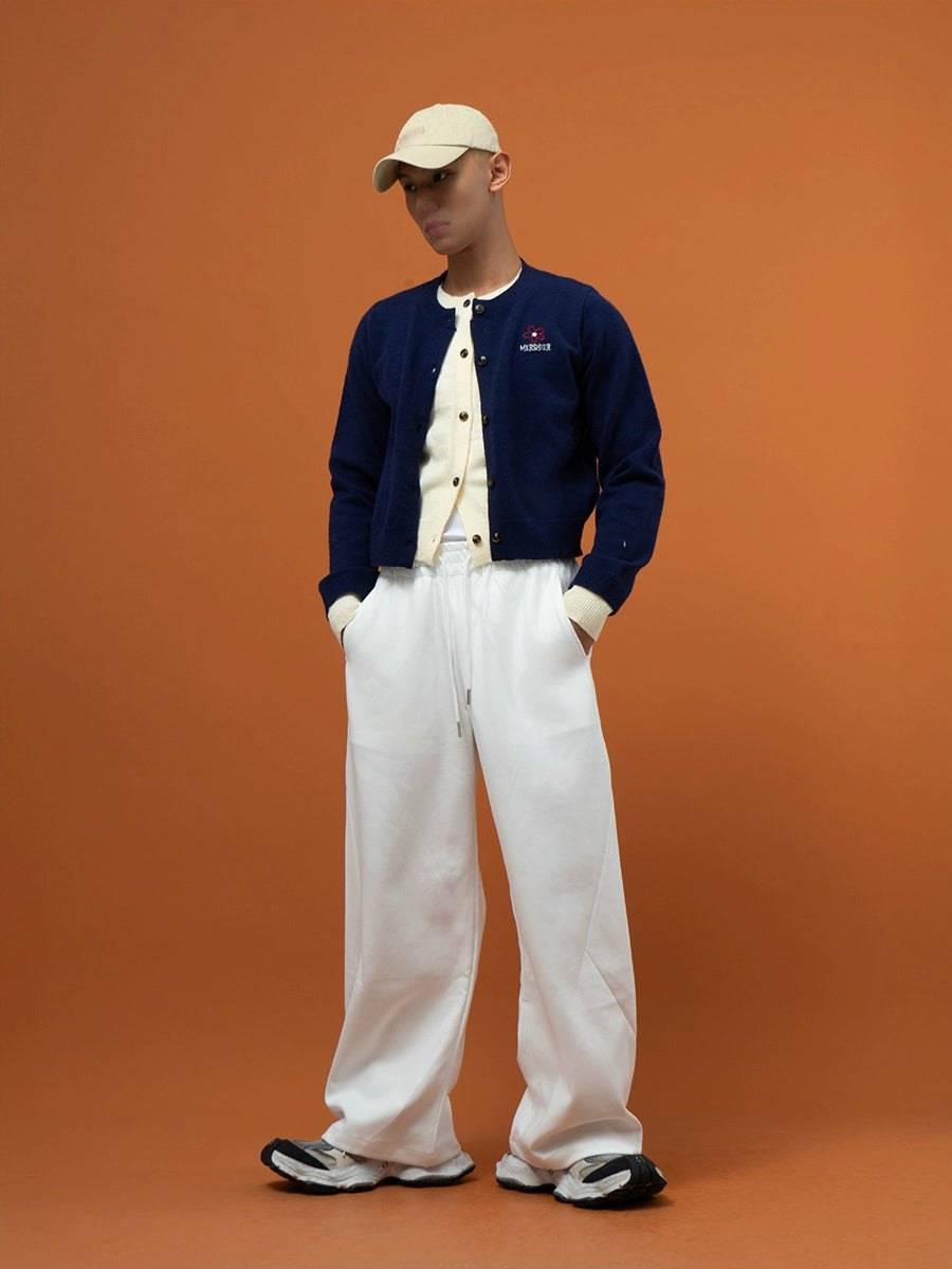 CLP Men's Two-Tone Layered Knit Cardigan Sweater-Cardigan Tops-Gray-S-Free Shipping Leatheretro