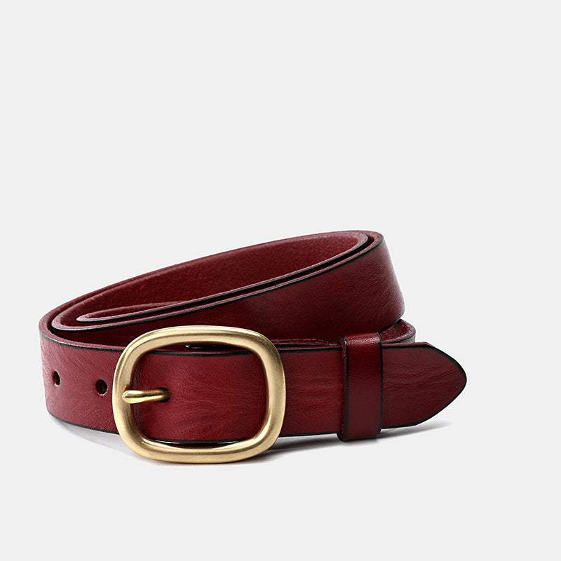 Women's 3.0" Wide Genuine Leather Belt-Green-105-125-Free Shipping Leatheretro