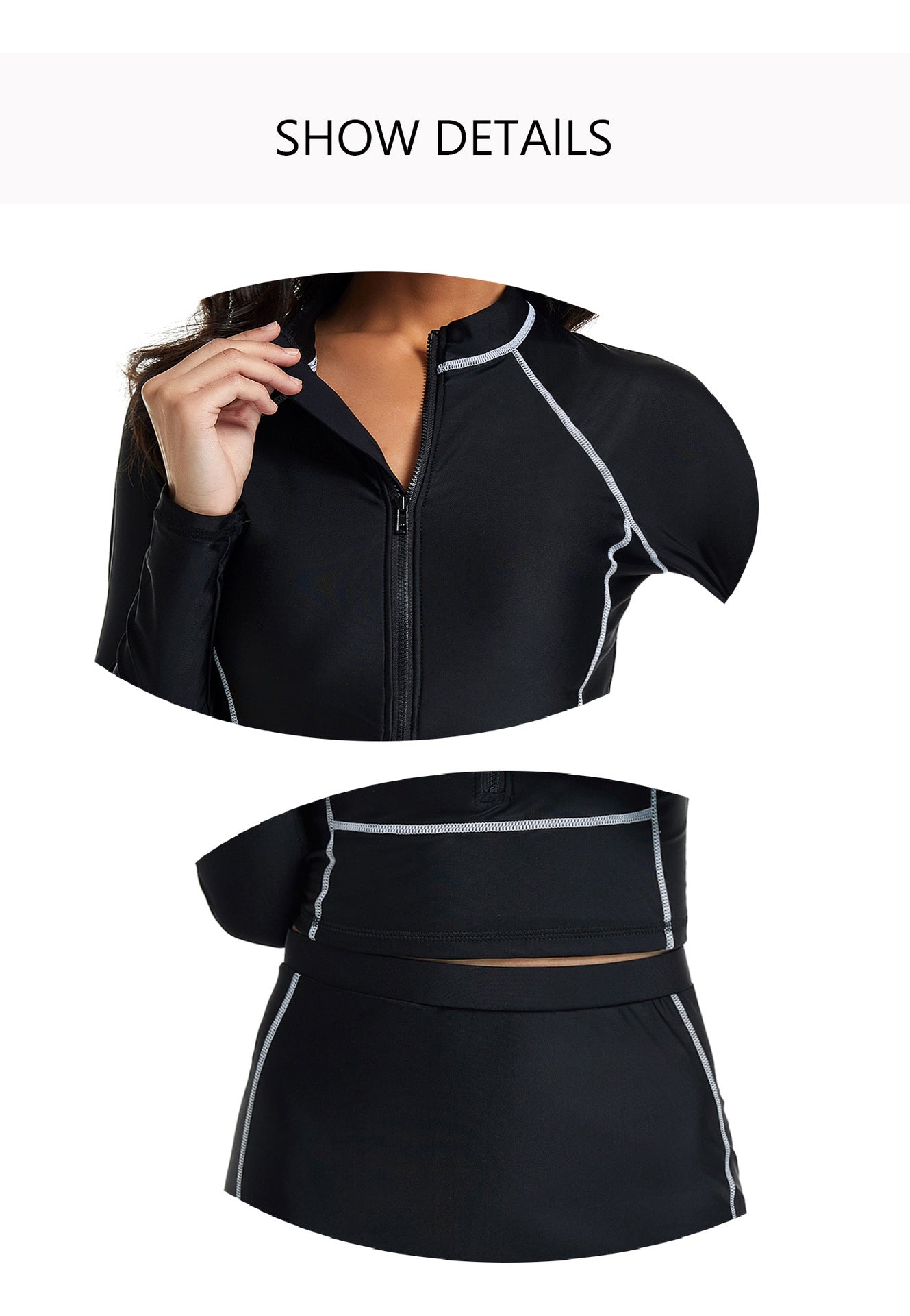 Black Long Sleeves Surfing Wetsuits for Women-Swimwear-Black-S-Free Shipping Leatheretro