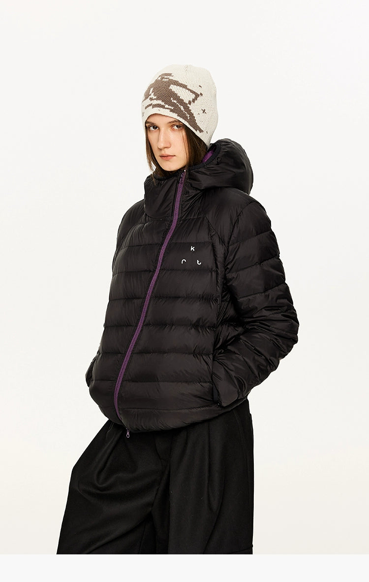 KREATE Color-Block Down Jacket with 90% White Duck Down-Black-S-Free Shipping Leatheretro