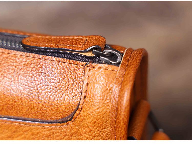 Men's Vintage Messenger Bag - Handmade Full-Grain Vegetable-Tanned Leather Messenger Bag-Messenger Bags-Coffee-Free Shipping Leatheretro