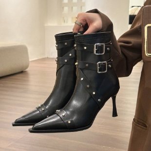 Sexy Peep Toe Rivet Plus Sizes Women Boots-boots-D-34-Free Shipping Leatheretro