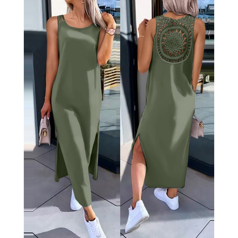 Fashion Sleeveless Long Dresses-Dresses-Army Green-S-Free Shipping Leatheretro