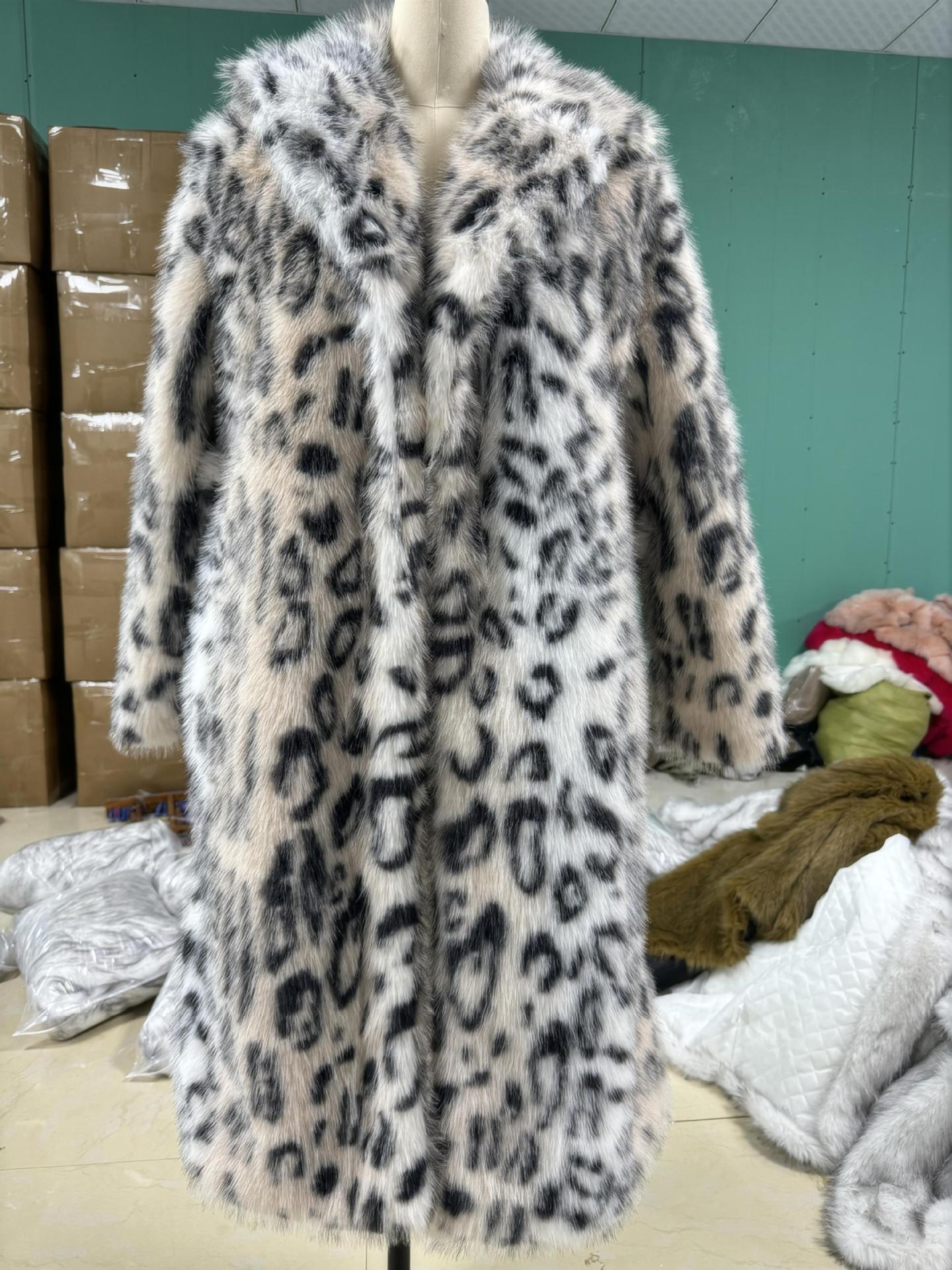 Designed Leopard Faux Fox Fur Overcoats for Women-Outerwear-A-S-Free Shipping Leatheretro