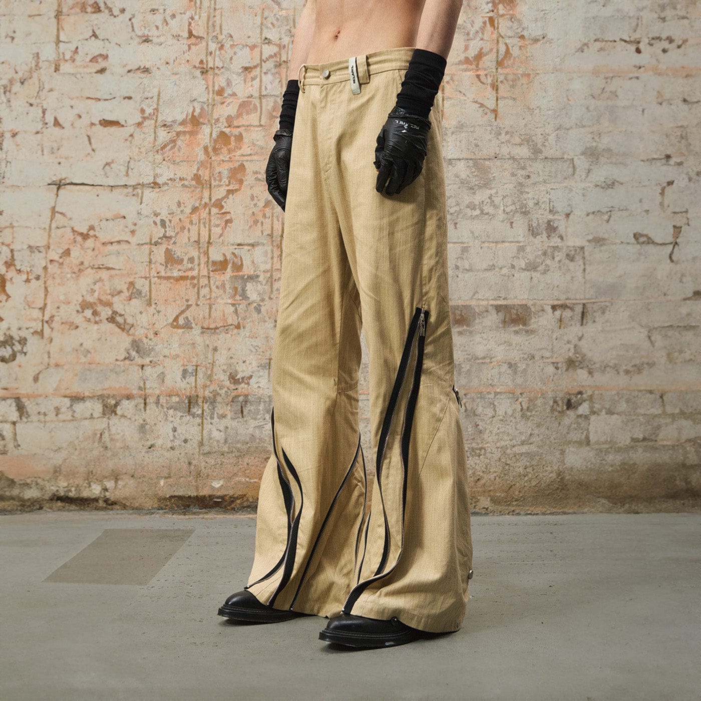 RELABEL Split Multi-Zipper Washed Pants-Pants-S-Free Shipping Leatheretro