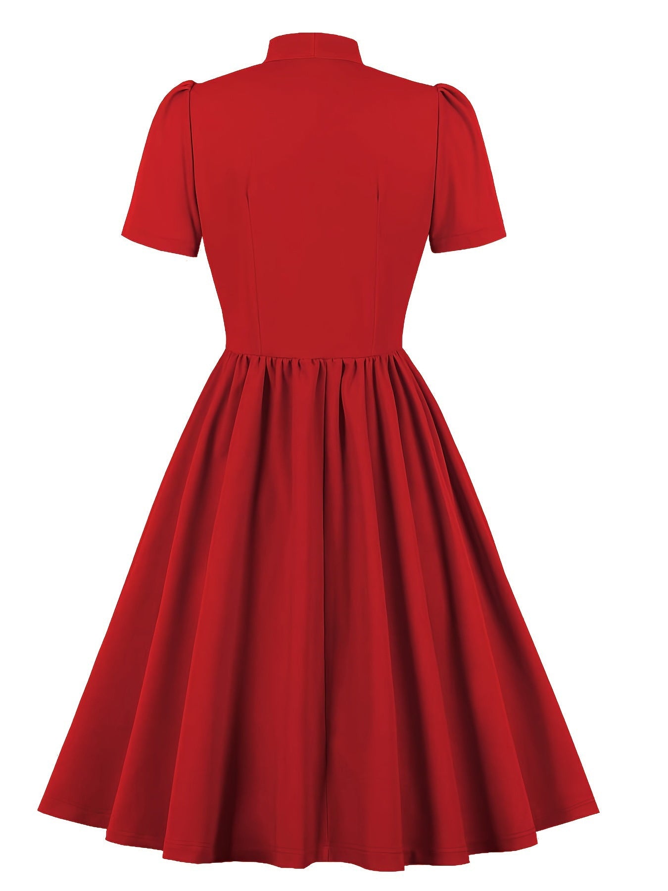 Classy Vintage A Line Women Dresses with Neck Bow-Dresses-Red-S-Free Shipping Leatheretro
