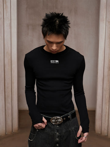 DND4DES Men's Long Sleeve T-Shirt - Ribbed Stretch Fit-Black-S-Free Shipping Leatheretro