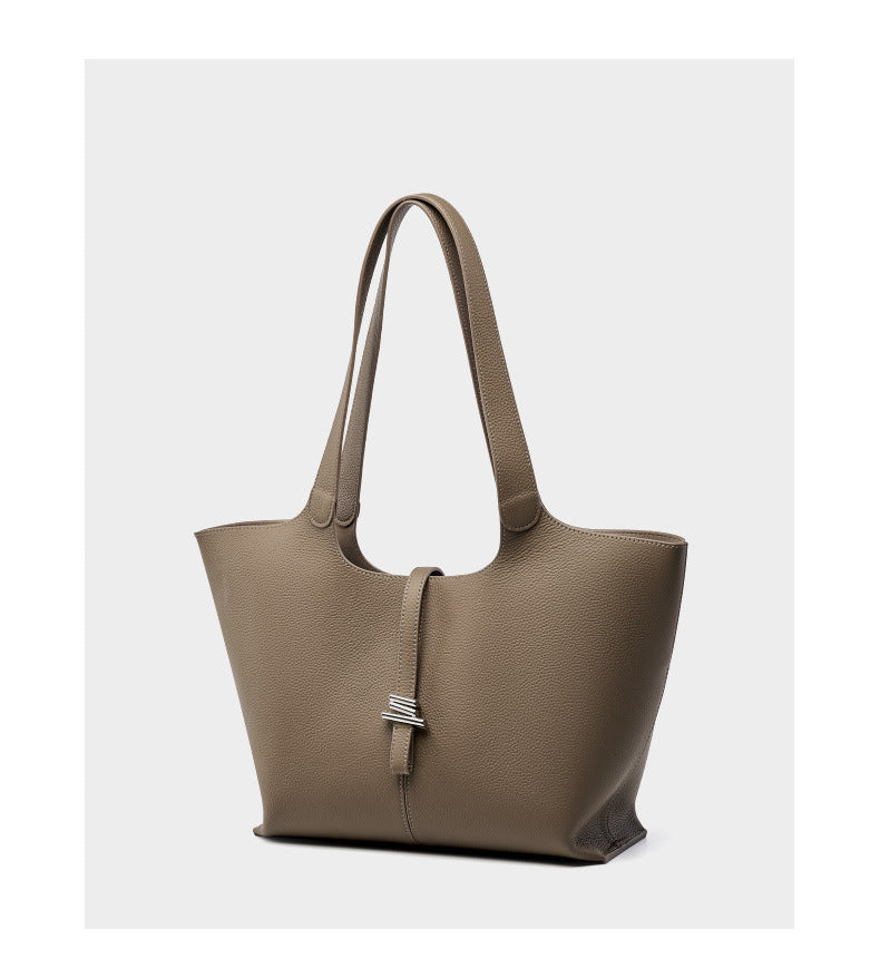 Premium Genuine Leather Bell Tote Bag-Handbags-Black-Free Shipping Leatheretro