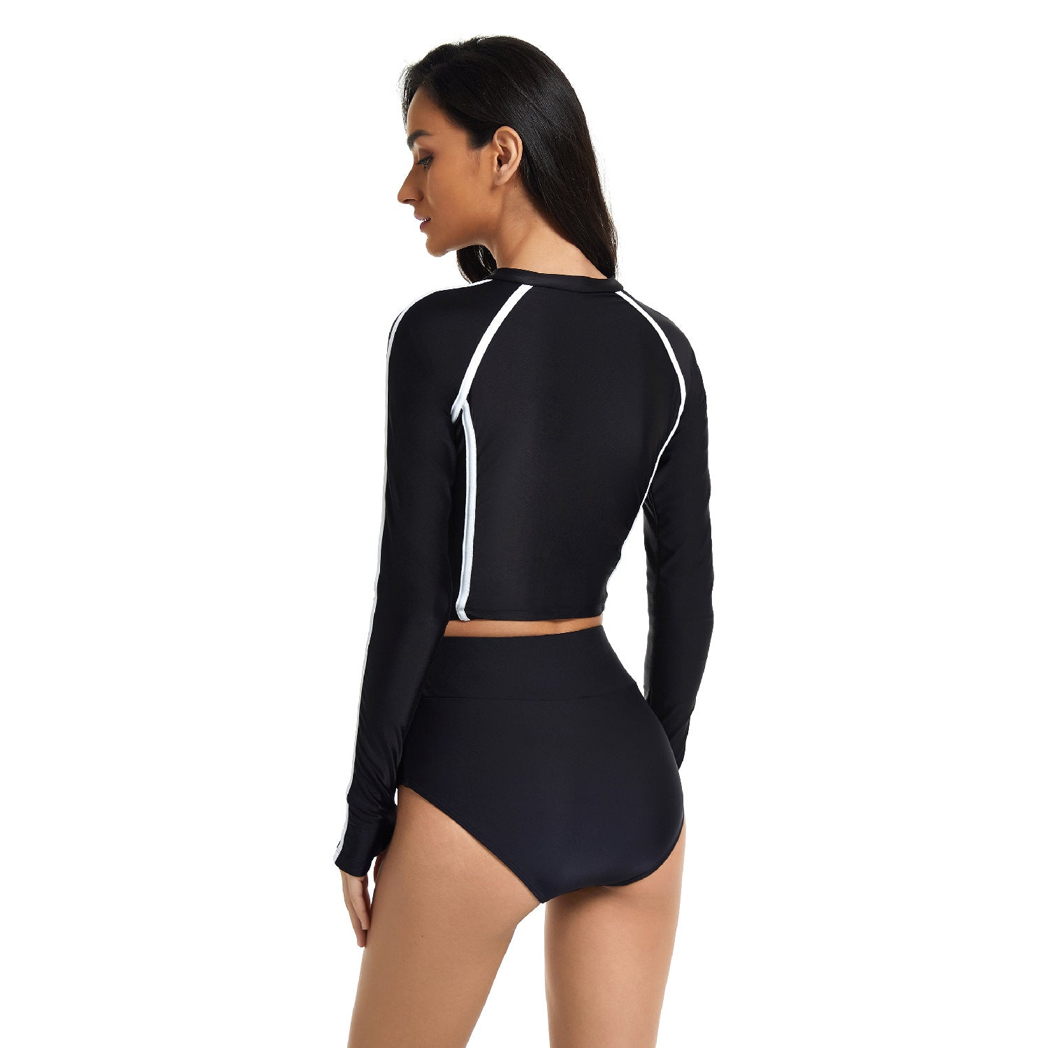 Sexy Long Sleeves Women Diving Swimsuits Surfing Suits-Swimwear-Black-S-Free Shipping Leatheretro