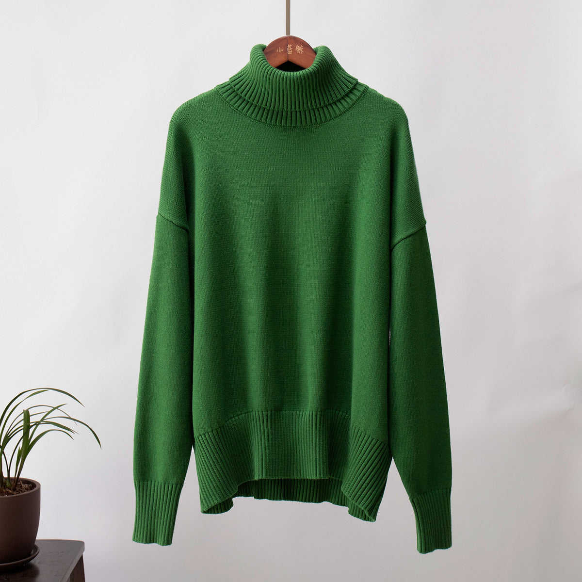 Classical High Neck Knitted Pullover Sweaters-Sweater&Hoodies-Dark Green-S-Free Shipping Leatheretro