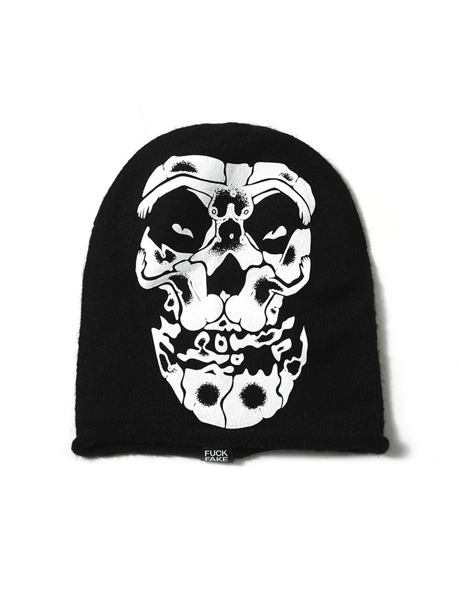 WCC Skull Prankster Print Knitted Slouchy Beanie-Black-Free Shipping Leatheretro