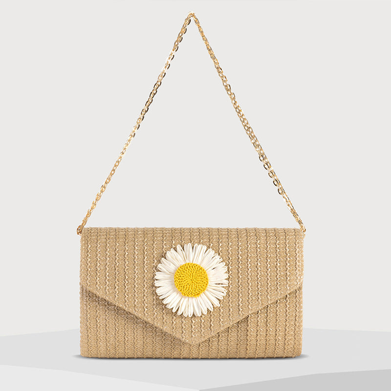 Women's Woven Flower Straw Crossbody Bag-apricot-Free Shipping Leatheretro