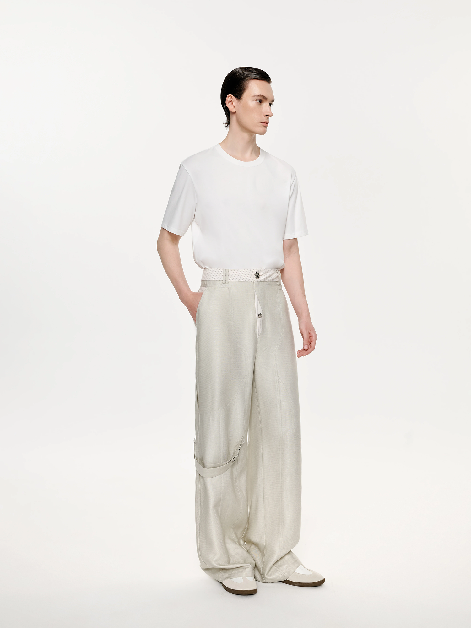 TIWILLTANG Contrast Panel Straight-Leg Pants-Pants-S / 28-31“-Free Shipping Leatheretro
