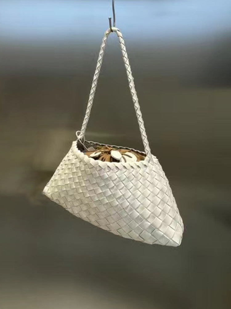 Retro Genuine Leather Woven Handbag for Women-Handbags-Ivory-Free Shipping Leatheretro