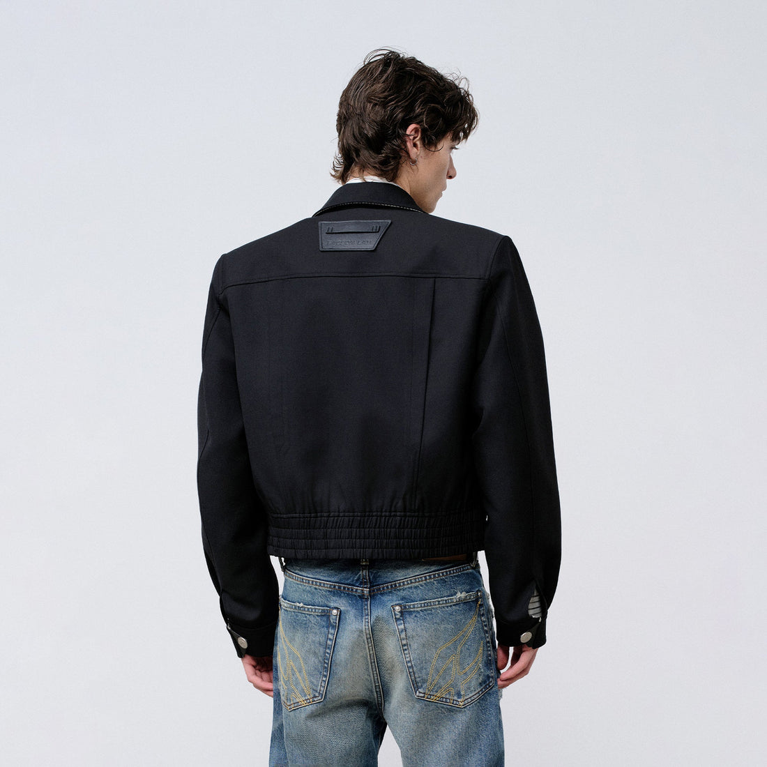FACEONLAB Cropped Harrington Zip Jacket Black-Jacket-M (Preorder)-Free Shipping Leatheretro