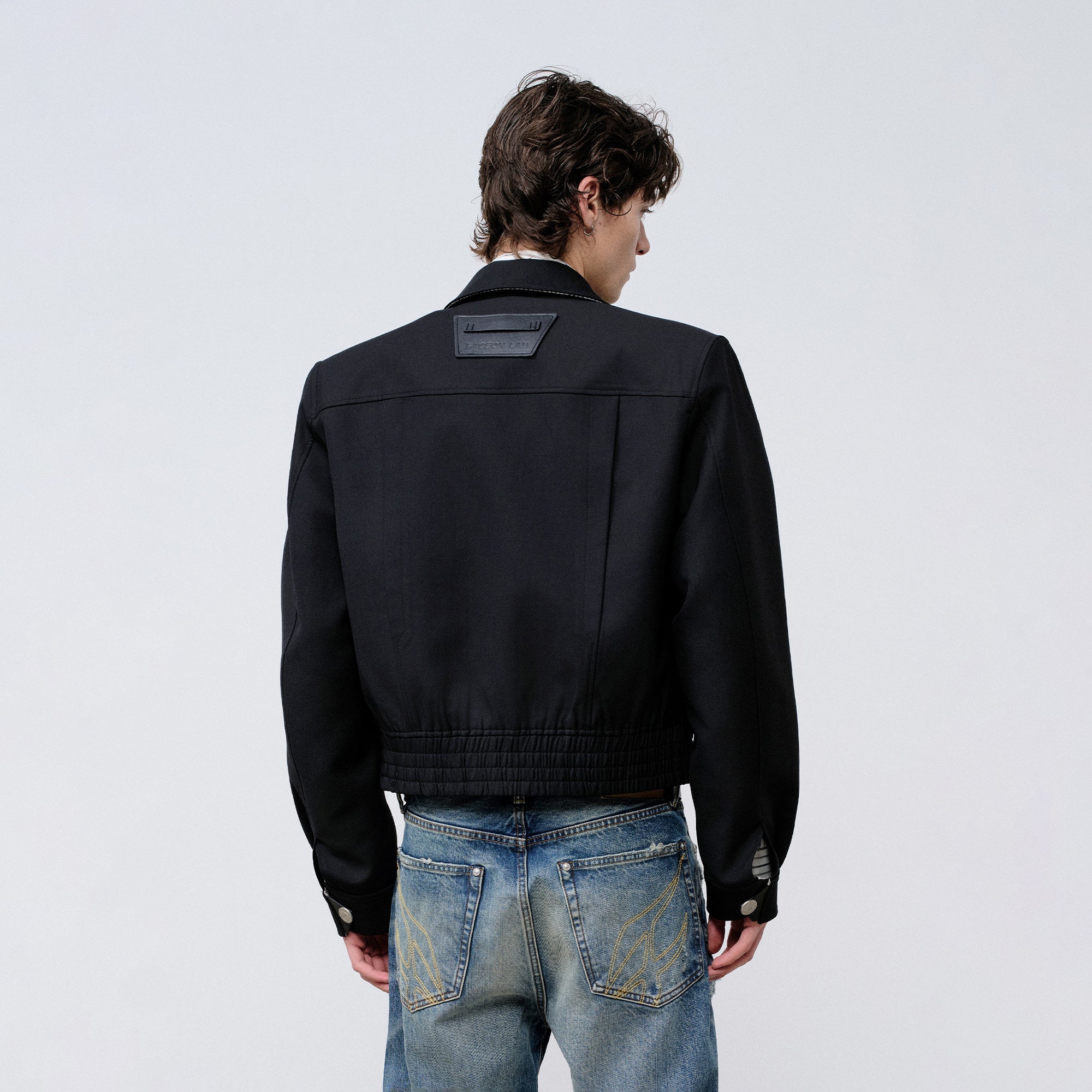 FACEONLAB Cropped Harrington Zip Jacket Black-Jacket-M (Preorder)-Free Shipping Leatheretro