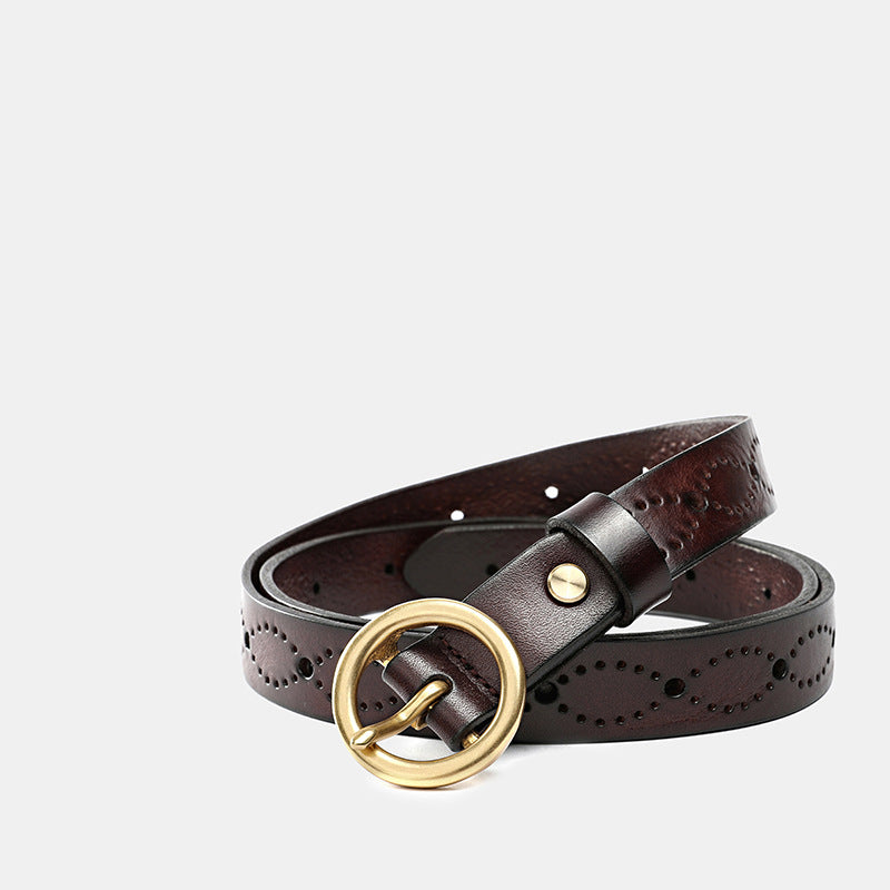 Women's Genuine Leather Belt-Green-105-125-Free Shipping Leatheretro