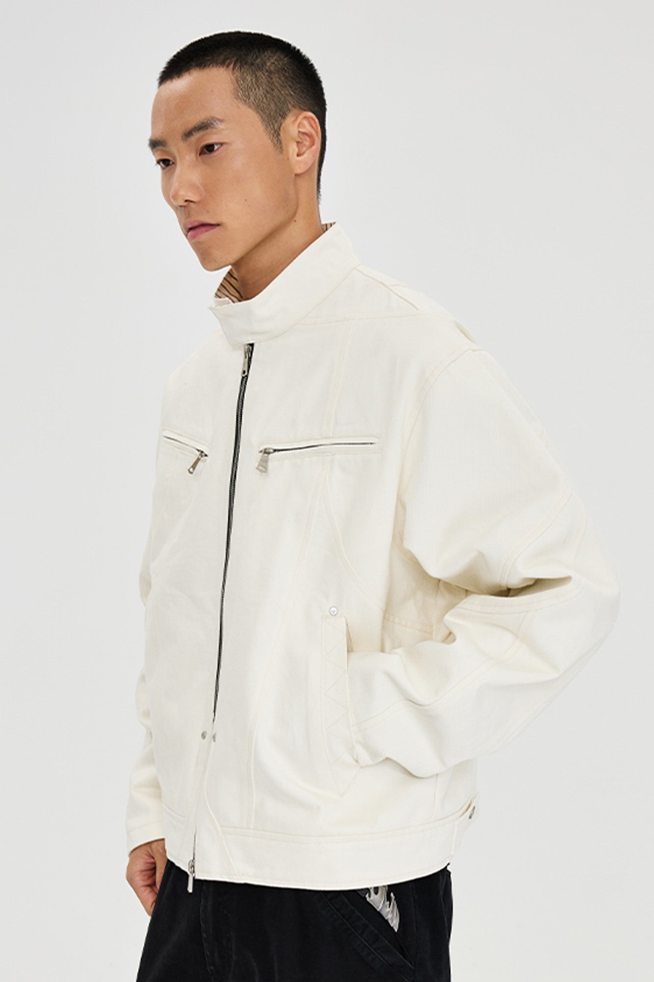 CATSSTAC Essential Harrington Raw Denim Jacket-Jacket-S (Preorder)-White-Free Shipping Leatheretro