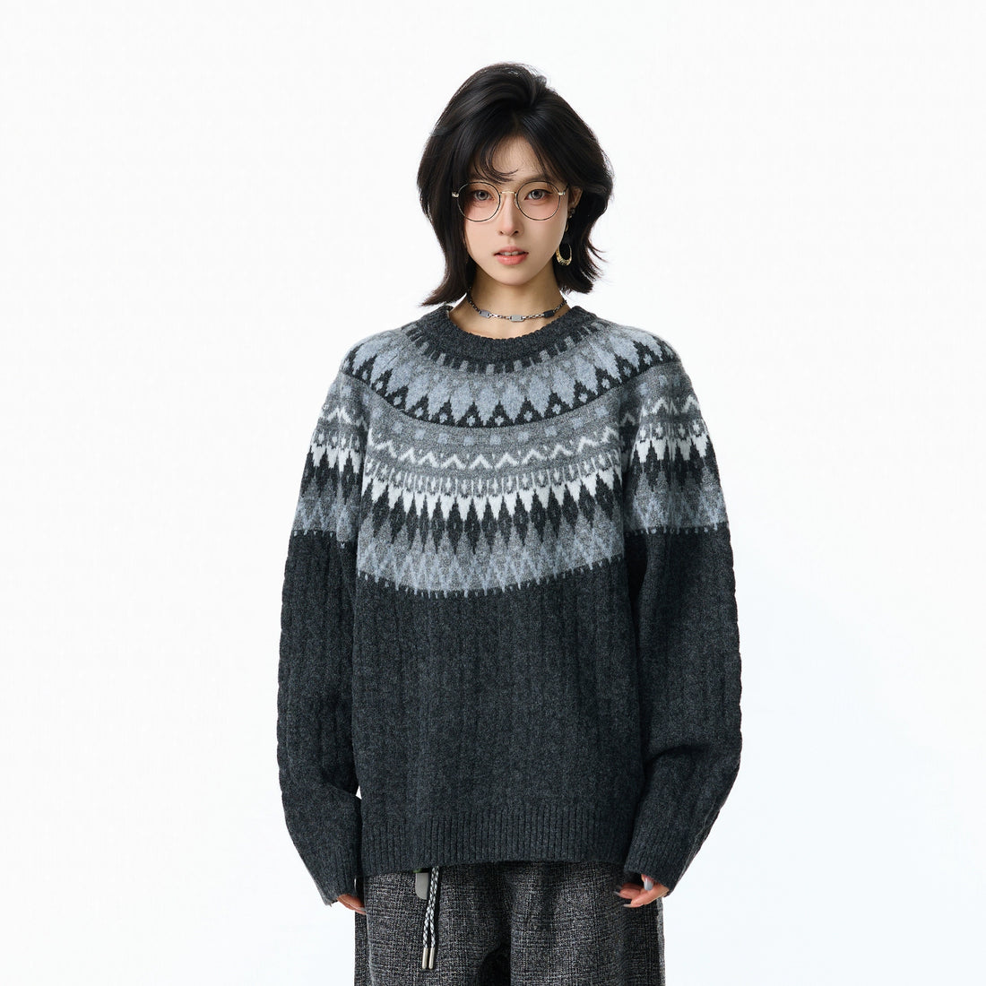 BFLC Cozy Winter & Fall Loose Pullover Knit Sweater-Dark Gray-M-Free Shipping Leatheretro