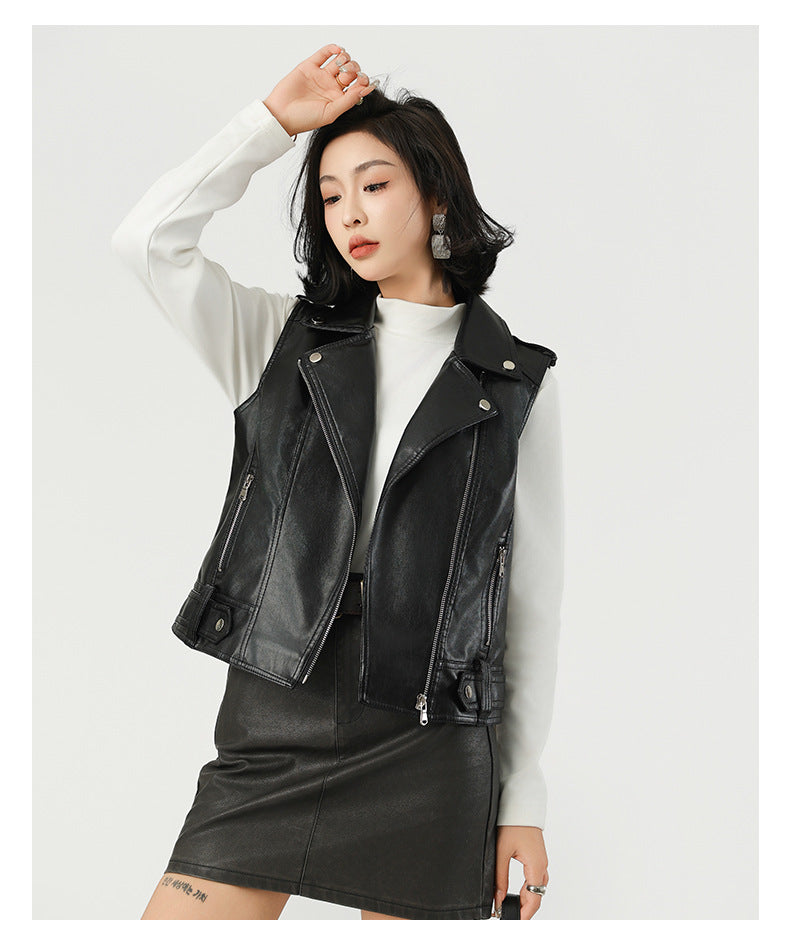 Women's Fashion PU Leather Vest – Stylish Sleeveless Jacket-Black-S-Free Shipping Leatheretro
