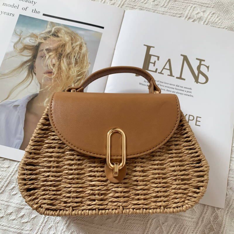 Trendy Woven Straw Crossbody Bag-Khaki-Free Shipping Leatheretro