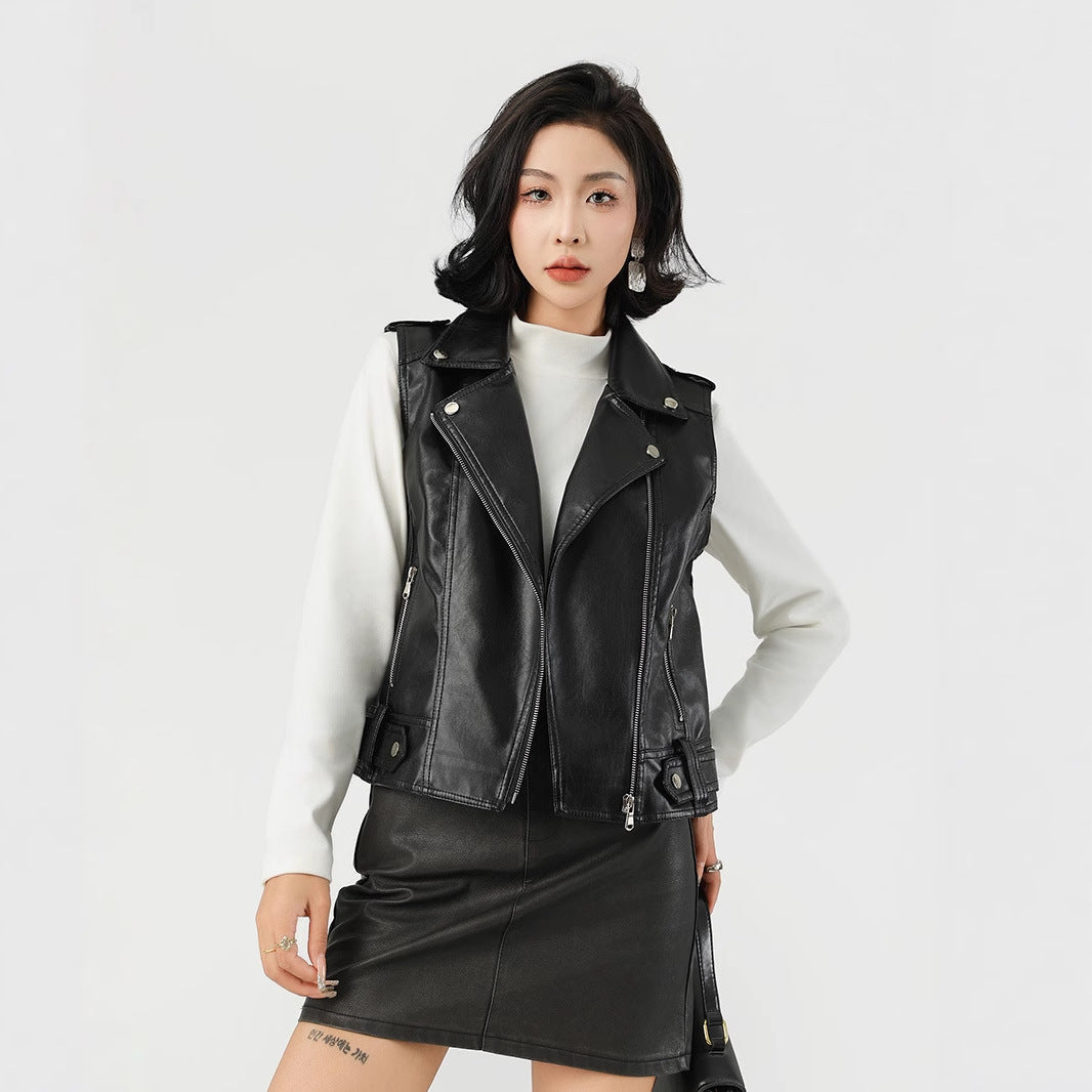 Women's Fashion PU Leather Vest – Stylish Sleeveless Jacket-Black-S-Free Shipping Leatheretro