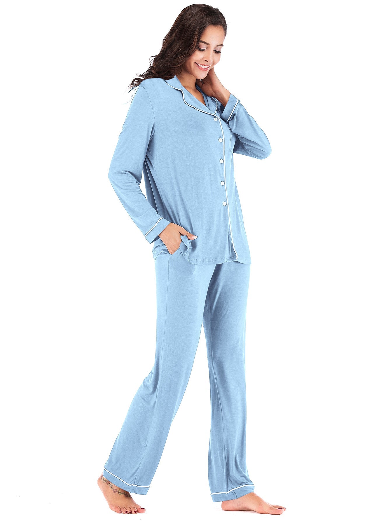 Women Long Sleeves Winter Pajamas-Pajamas-Purple-S-Free Shipping Leatheretro