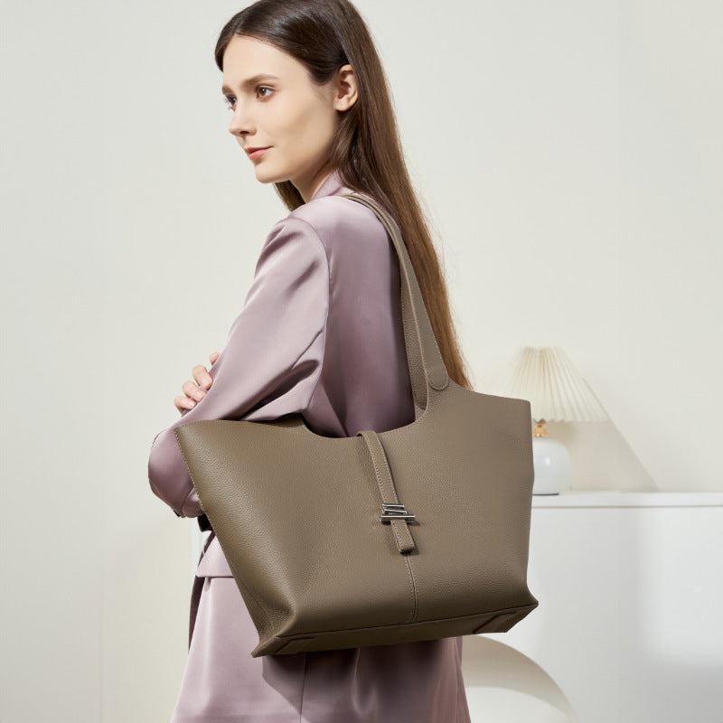 Premium Genuine Leather Bell Tote Bag-Handbags-Black-Free Shipping Leatheretro