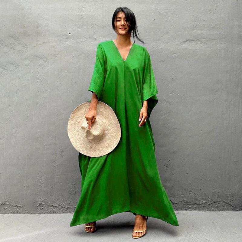 Casual Summer Holiday Long Romper Cover Up Dresses-Green-One Size-Free Shipping Leatheretro